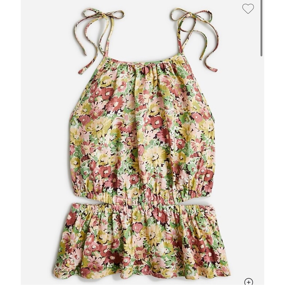 J. Crew Cutout linen tank top in painterly floral